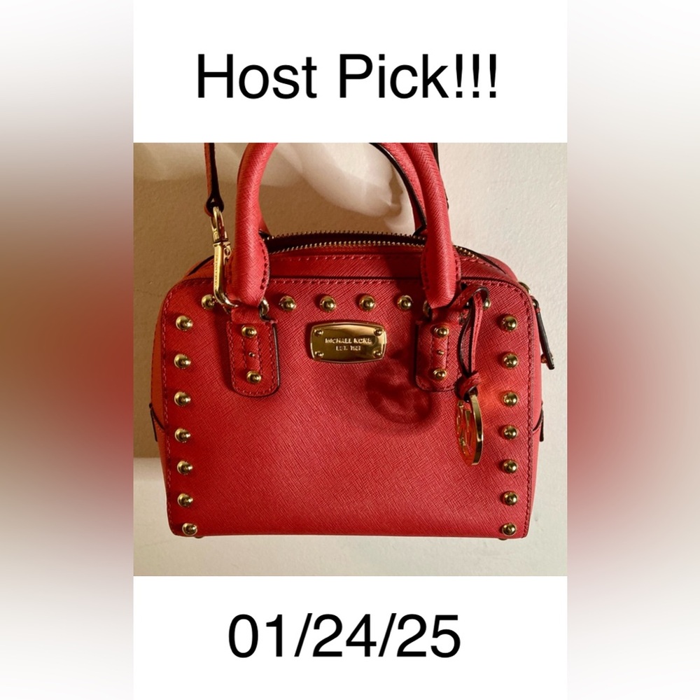 Michael Kors Sandrine Stud Studded Satchel or Crossbody Two Way in Mandarin